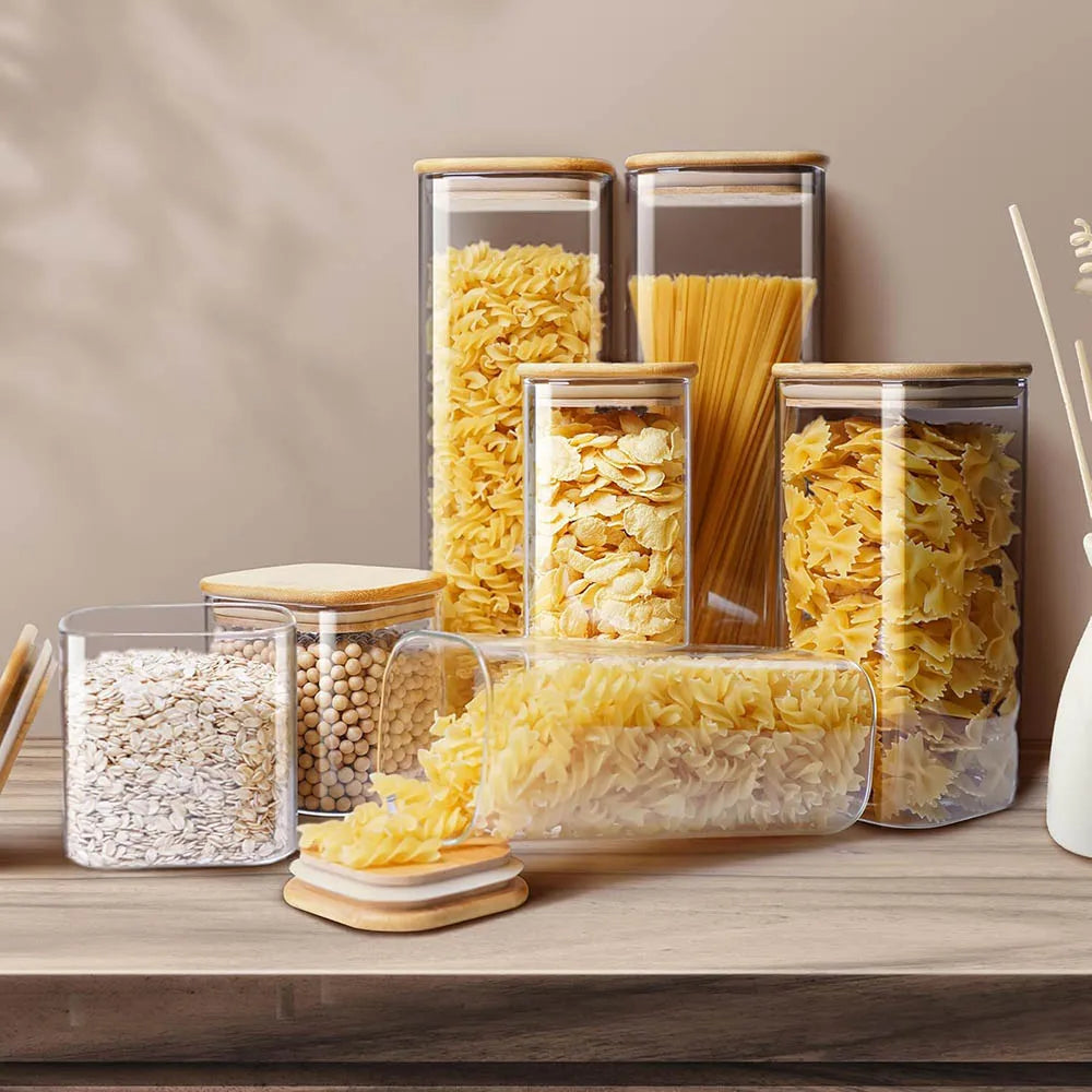 Square Glass Storage Jars